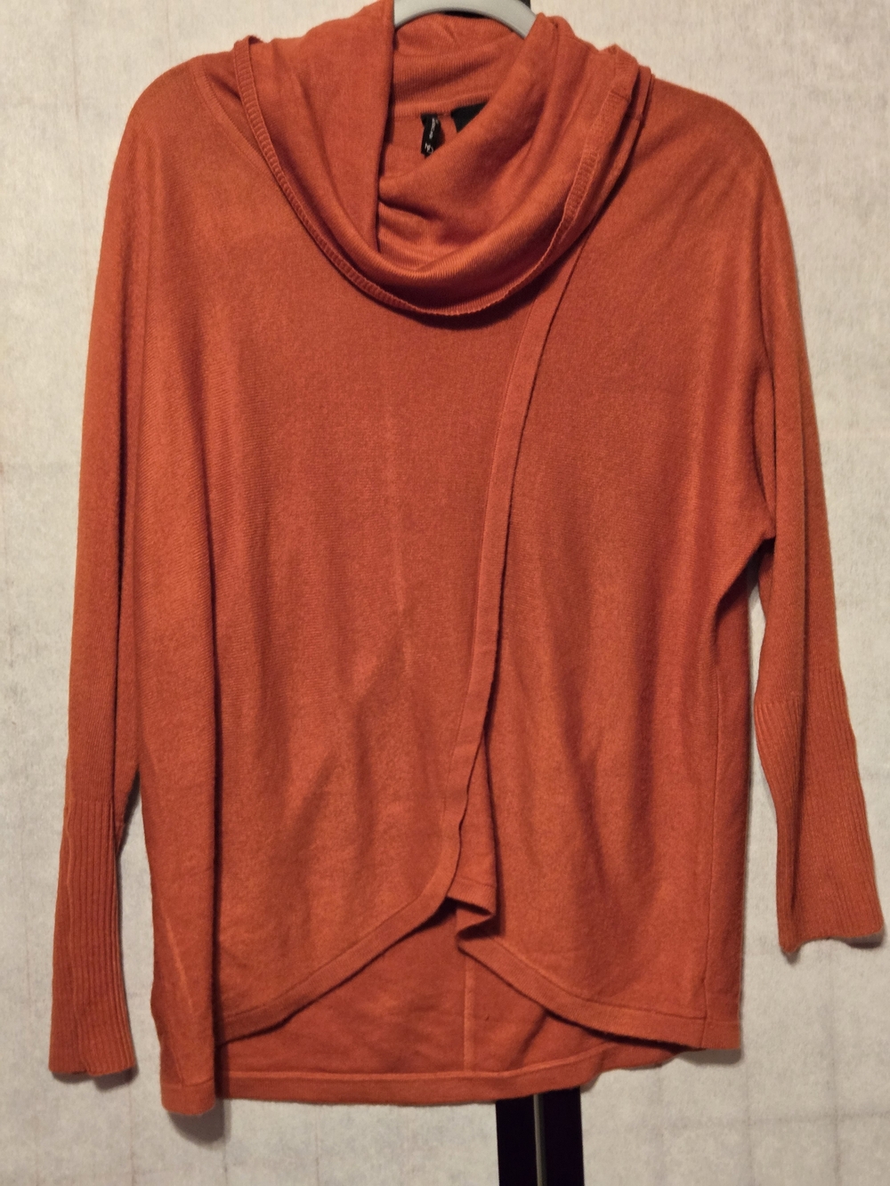 new directions Rust Cowl Neck Open Front Sweater